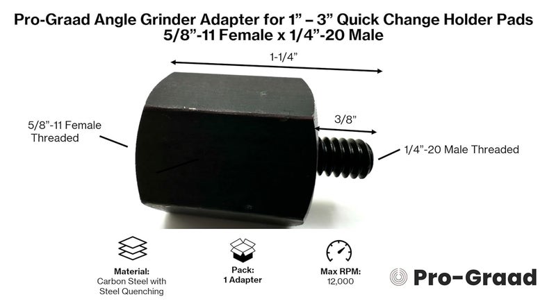 Pro-Grade 5 Piece 5/8-11 Angle Grinder Adapter Kit, with 2” & 3” Roll Lock Type R Quick Change Disc Pad Holder, 5 Pcs Adapter Kit for Angle Grinders with 5/8”-11 Thread - Image 3